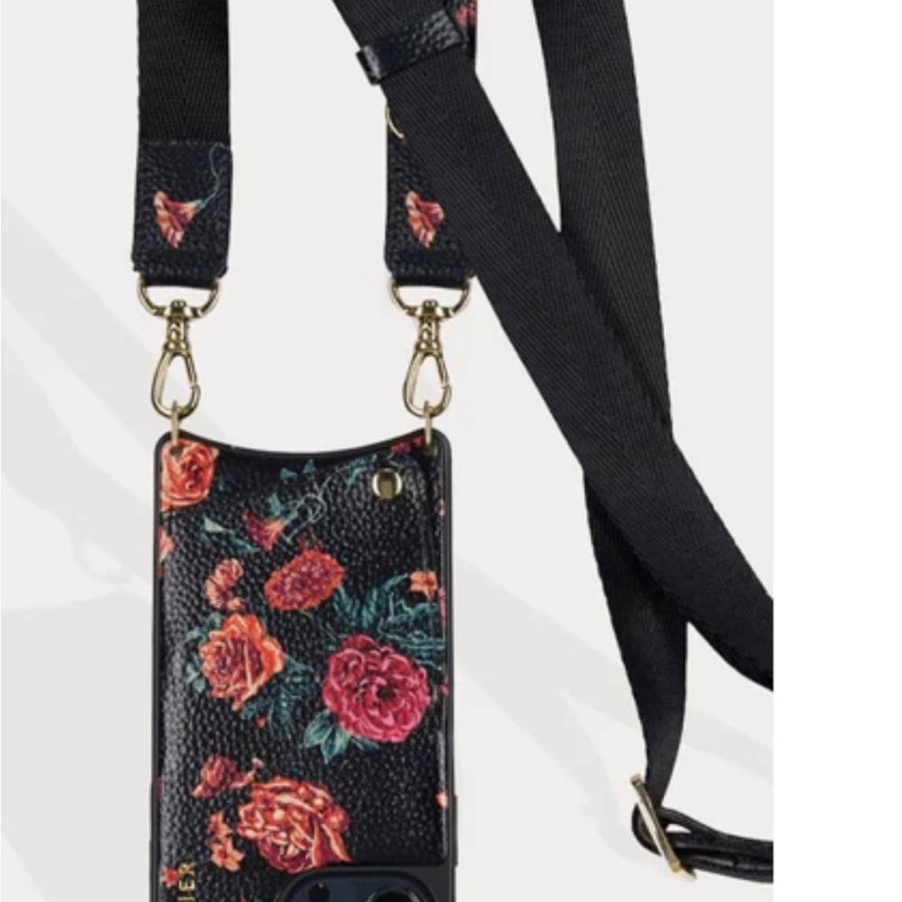Floral Black Crossbody Phone Case